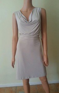 Calvin Klein Beige, New, Draped Neck, Career Jersey Dress Sz 8