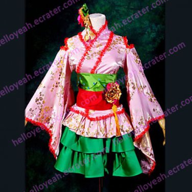 Macross Frontier Ranka Lee Deluxe VER. Cortes Kimono Cosplay Costume