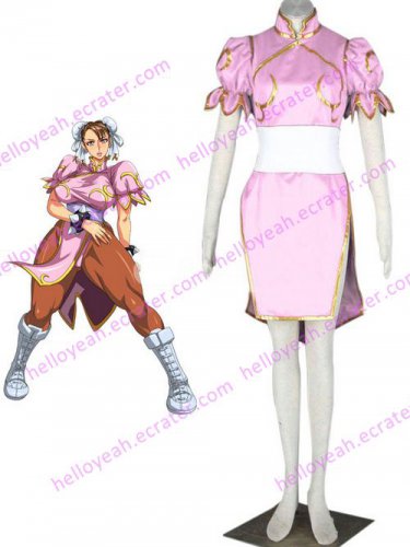 Pink Street Fighter Chun-Li Cosplay Costume