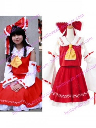 Hakurei Reimu White and Red Cosplay Costume from TouhouProject