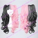 Lolita Curly Wig Inspired by Black and Pink Mixed Color Ponytail 70cm Gothic