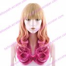 Lolita Curly Wig Inspired by Moly Girl Flaxen and Fuschia Mixed Color 60cm Sweet
