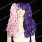 Lolita Curly Wig Inspired by Pink and Purple Mixed Color 60cm Sweet with Fringe