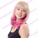 Lolita Curly Wig Inspired by Zipper Blunt-cut Golden and Pink Mixed Color 55cm Punk
