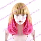 Lolita Natural Curly Wig Inspired by Zipper Flaxen and Fuschia Mixed Color 50cm Sweet