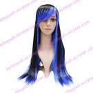 Lolita Straight Wig Inspired by Zipper Blue and Black Mixed Color 70cm Gothic