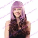 Lolita Wave Wig Inspired by Zipper Blunt-cut Purple and Brown Mixed Color 65cm Punk