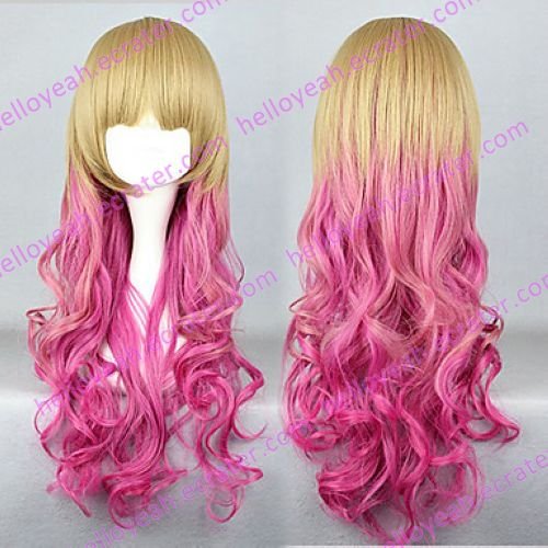 Lolita Wave Wig Inspired by Zipper Golden and Pink Mixed Color 65cm Sweet