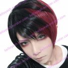 Lolita Wig Inspired by Zipper Short Black and Red Mixed Color 32cm Punk