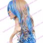 Blue And Light Golden 80cm Gurren Lagann Near Nylon Cosplay Wig