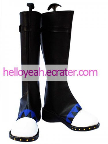 Black Faux Leather 2'' High Heel Buckle Cosplay Shoes