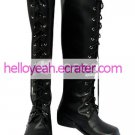 Black Lace Tie Imitated Leather Rubber Cosplay Boots