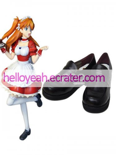 Black Neon Genesis Evangelion Asuka PU Lolita Shoes