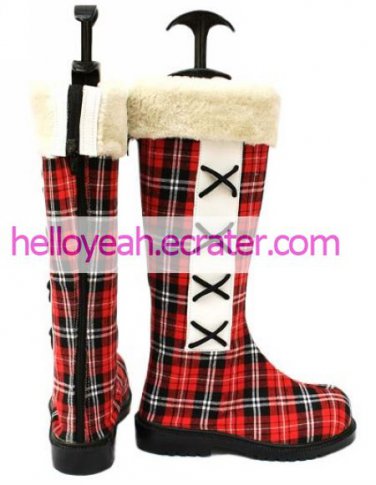 Kuroshitsuji Ciel Phantomhive Red Cloth 1 15'' High Heel Plaid Pattern Cosplay Shoes