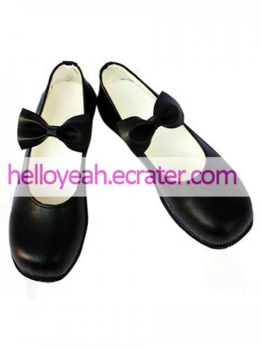 Oh My Sister Black Faux Leather 1 15'' High Heel Bow Cosplay Shoes