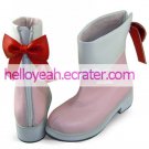 Pink Round Toe Ankle Length PU Lolita Boots