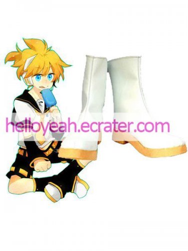 Cosplay Boots Inspired by Vocaloid Kagamine Len White