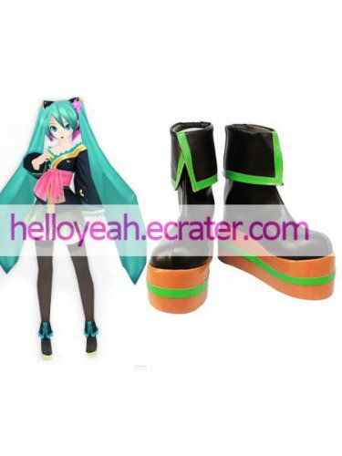 VVocaloid Black 2'' Heel Faux Leather Cosplay Shoes