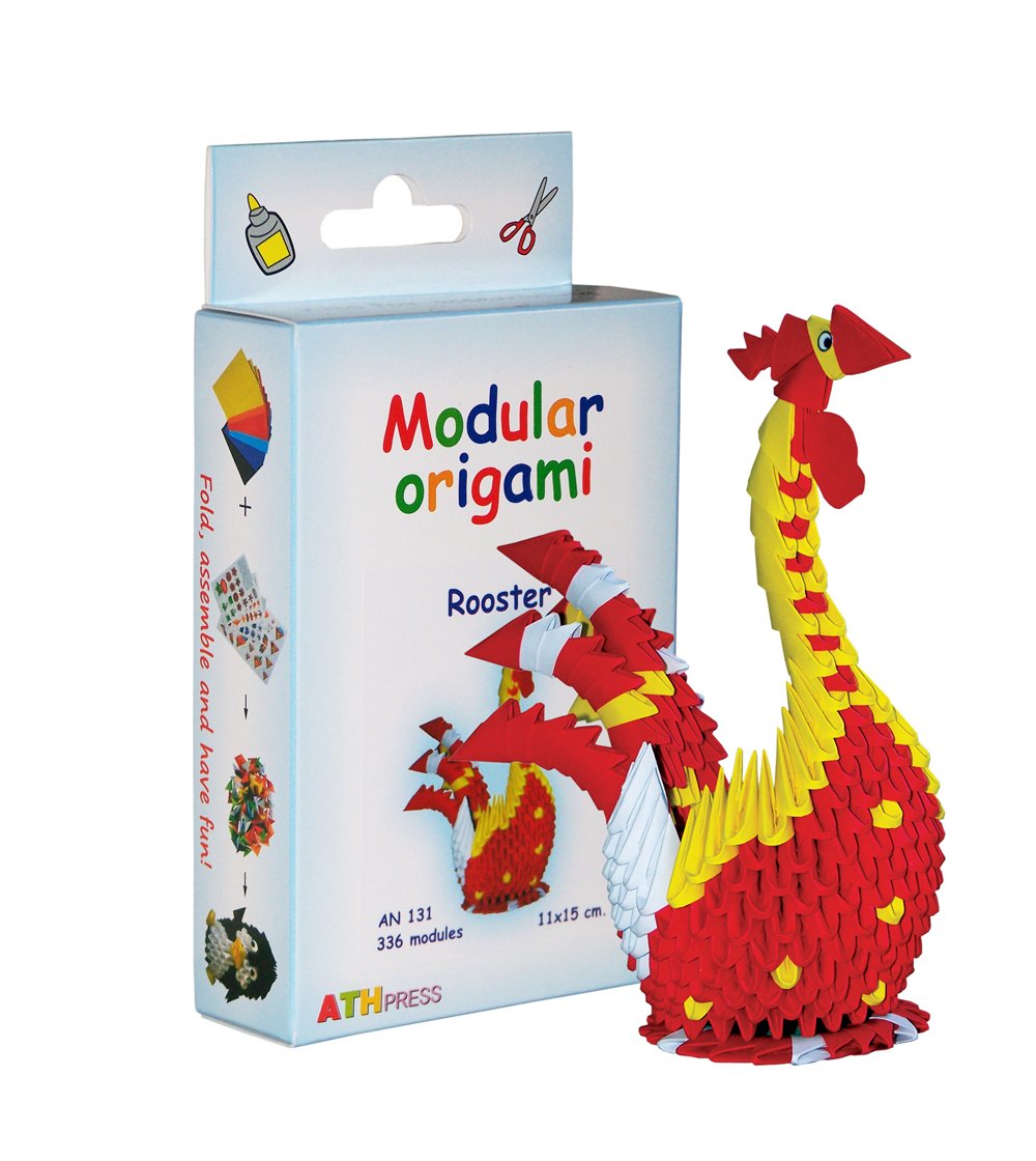 Amazing kit for assembling a modular origami rooster