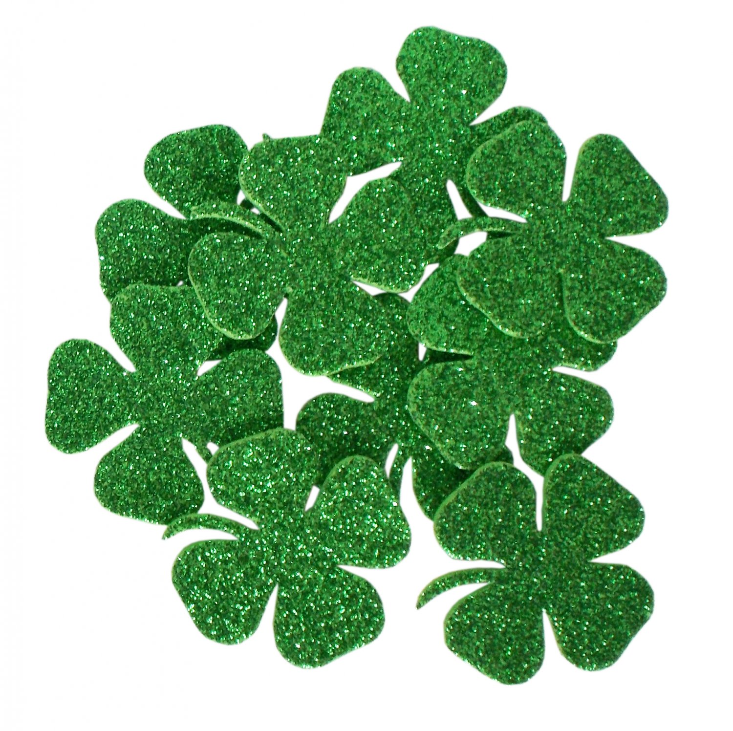 24 pcs EVA foam gliter 38/38mm Shapes Die Cut Clovers / Shamrock for your creative projects