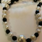 Black and Pearl Acrylic beaded Necklace 19.5 inches handmade