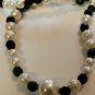 Black and Pearl Acrylic beaded Necklace 19.5 inches handmade