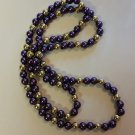 Purple and Gold Beaded Necklace handmade