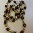 Brown and Gold Beaded Necklace handmade