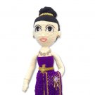 crocheted dolls wear thai traditional costume (purple color)