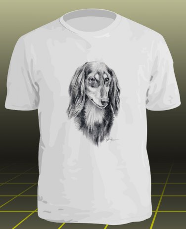 LONG HAIRED DACHSHUND T-SHIRT - Your dog name on it