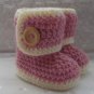 super cute hand crochet button up baby boots 0-3m
