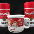 VTG Campbell's Soup thermos 3 piece Can-Tainer lot of 2 - Plus Microwavable Mug