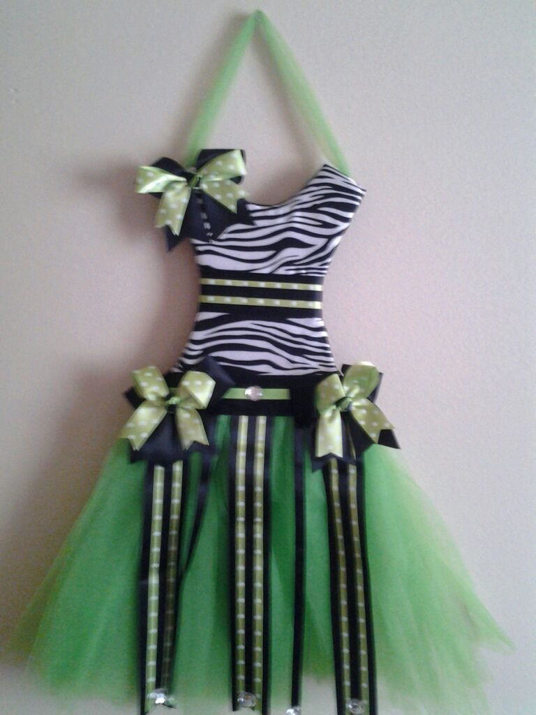 Green zebra Print bow holder