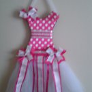 Hot pink and white polka dot bow holder
