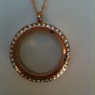 Large Rose Gold Locket with Crystals