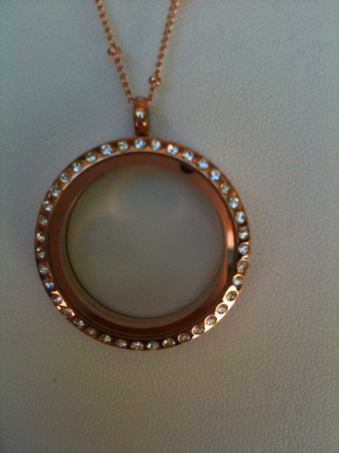 Large Rose Gold Locket with Crystals