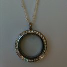 Large Silver Locket with Crystals