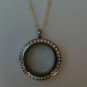 Large Silver Locket with Crystals