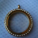 Large Gold Locket with Crystals