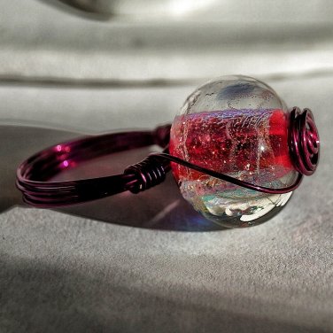Magenta Wire Wrapped Dichroic Glass Ring