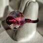 Magenta Wire Wrapped Dichroic Glass Ring