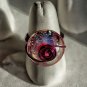 Magenta Wire Wrapped Dichroic Glass Ring