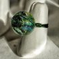 Green Wire Wrapped Dichroic Glass Ring