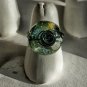 Green Wire Wrapped Dichroic Glass Ring