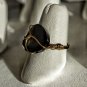 Gold Wire Wrapped Black Cosmic Swarovski Ring