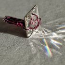 Magenta Wire Wrapped Swarovski Crystal Button Ring