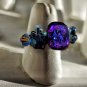 Blue Wire Wrapped Swarovski Glitter Button Ring