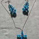 Carribean Blue Opal Swarovski Cross and Earrings Set