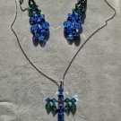 Sapphire Swarovski Cross Necklace and Earrings Set