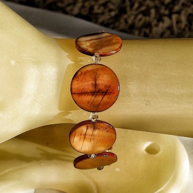 Brown Shell Bracelet With Light Colorado Topaz Swarovski Crystals